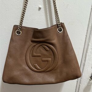 Gucci Soho Chain Shoulder Brown Bag, Gucci Repainted Leather Tote